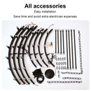 2 Tiers Wagon Wheel Chandelier Wooden Farmhouse 36 Light (24 / 12) Or (12 / 24) Metal Chandeliers 2 Story Light Fixtures Industrial For High Ceiling Living Dining Room Foyer, Adjustable Height - Black