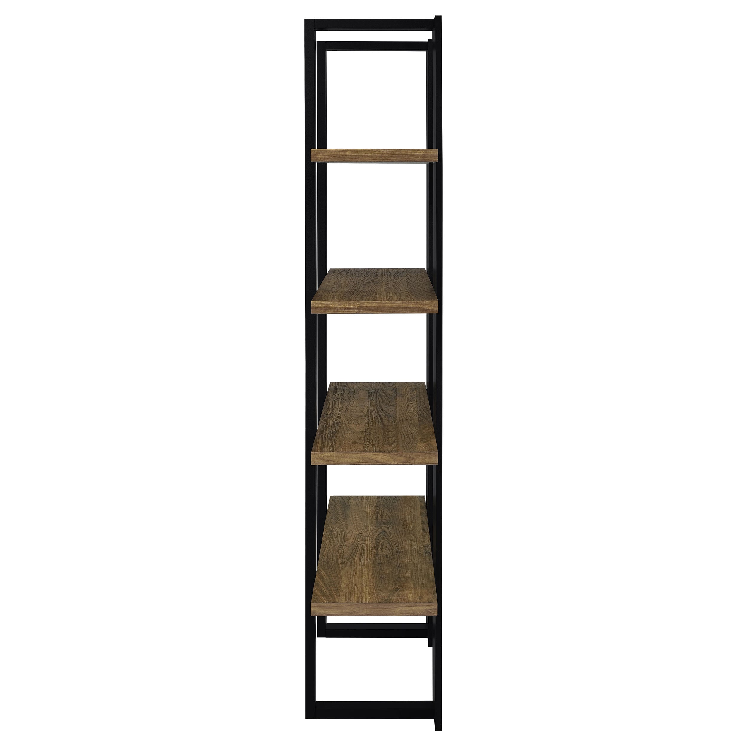 Danbrook 71-inch 4-shelf Bookshelf Black and Aged Walnut — view 5