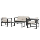 Navan - 4 Pieces Chat Set - Black / Beige