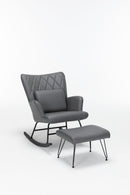 Rocking Accent Chair With Lumbar Pillow And Ottoman