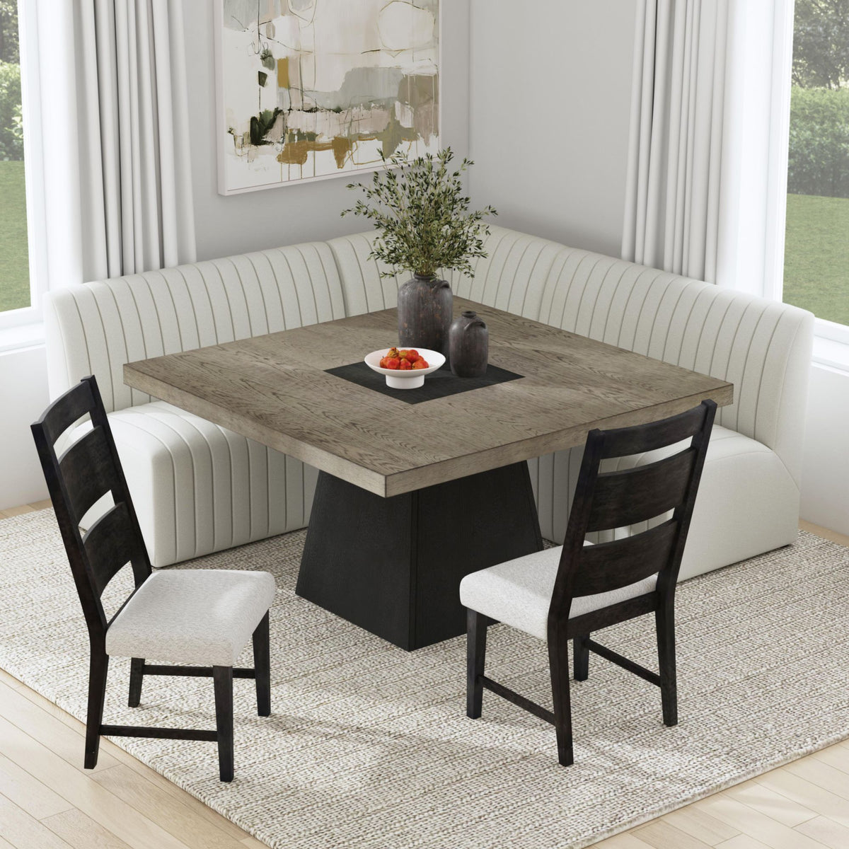 Jemma Dining Corner Chair in Beige Linen by Elements International, view 4