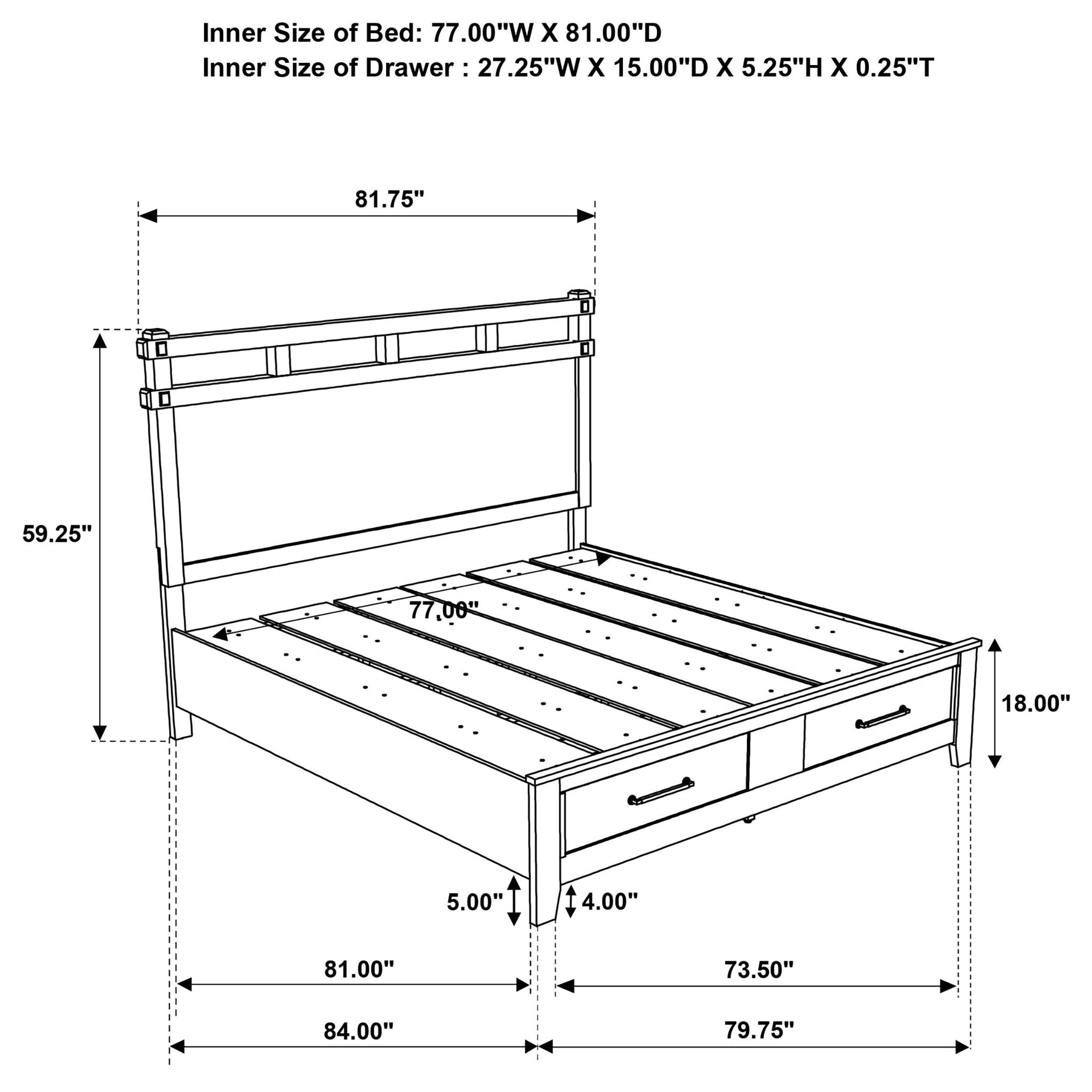 Hazlewood 59-inch Eastern King Storage Bed Vineyard Oak