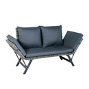 1 Pieces Patio Wicker Side Foldable Bench Patio Backyard Conversation Bench Gray Wicker - Dark Gray
