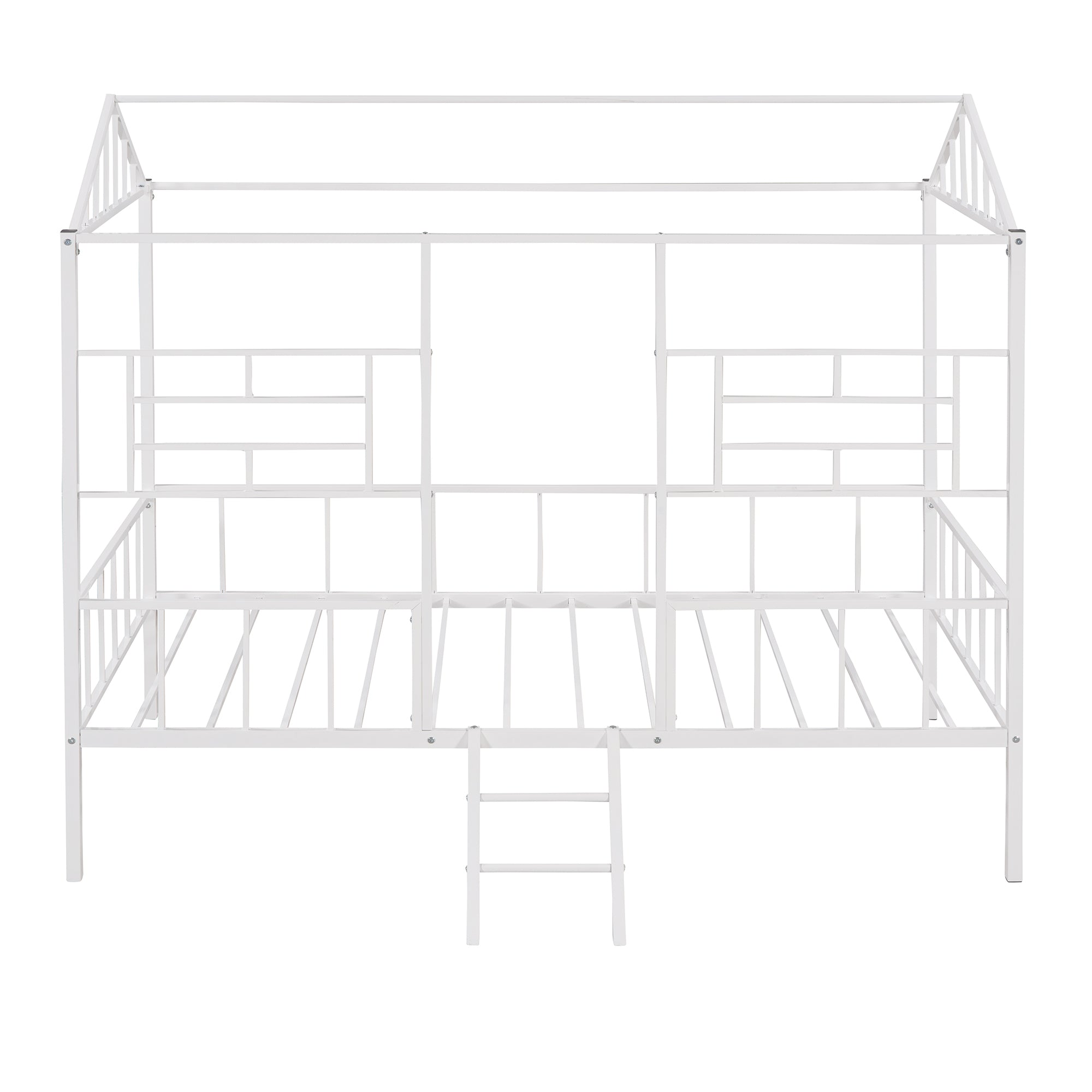 Metal House Bed Frame Twin Size with Slatted Support No Box Spring Needed White - Atlantic Fine Furniture Melbourne FL