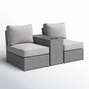 2 Person Wicker Conversation Set With Cushions, Weather Resistant