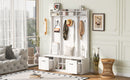 5 In 1 Entryway Bench With Coat Rack, 7 Sturdy Hooks, 2 Spacious Drawers And Adjustable Shelves
