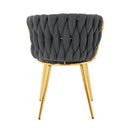 Modern Simple Linen Dining Chair With Plated Metal Legs (Set of 2)