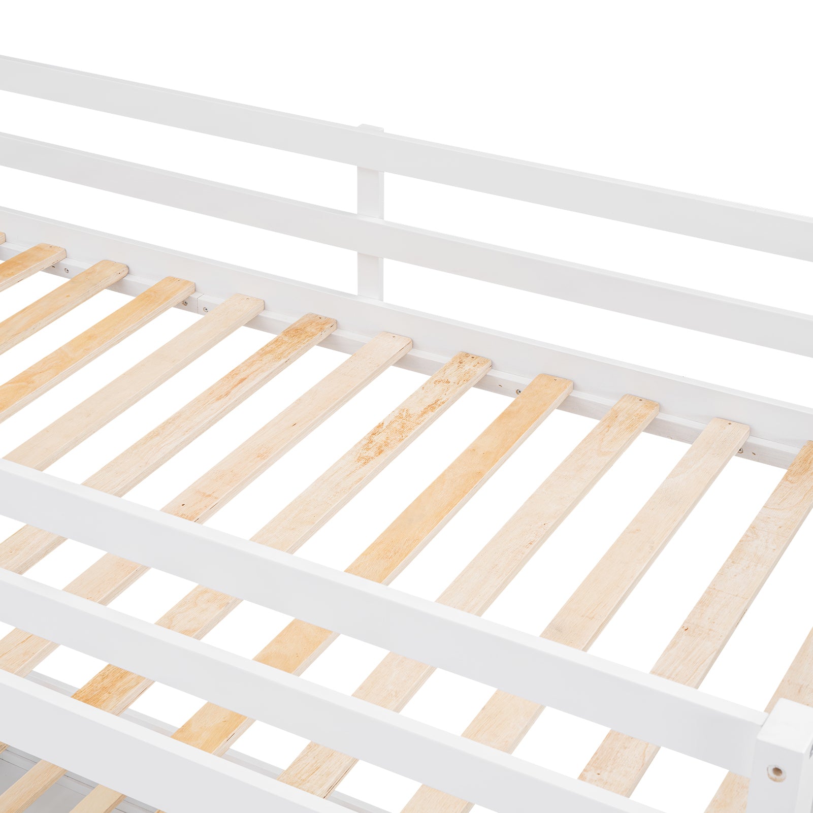 Wood Twin over Full Bunk Bed with Hydraulic Lift Up Storage, White - Atlantic Fine Furniture Melbourne FL