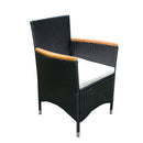 Outdoor Patio Wicker Dining Set With Acacia Wood Top