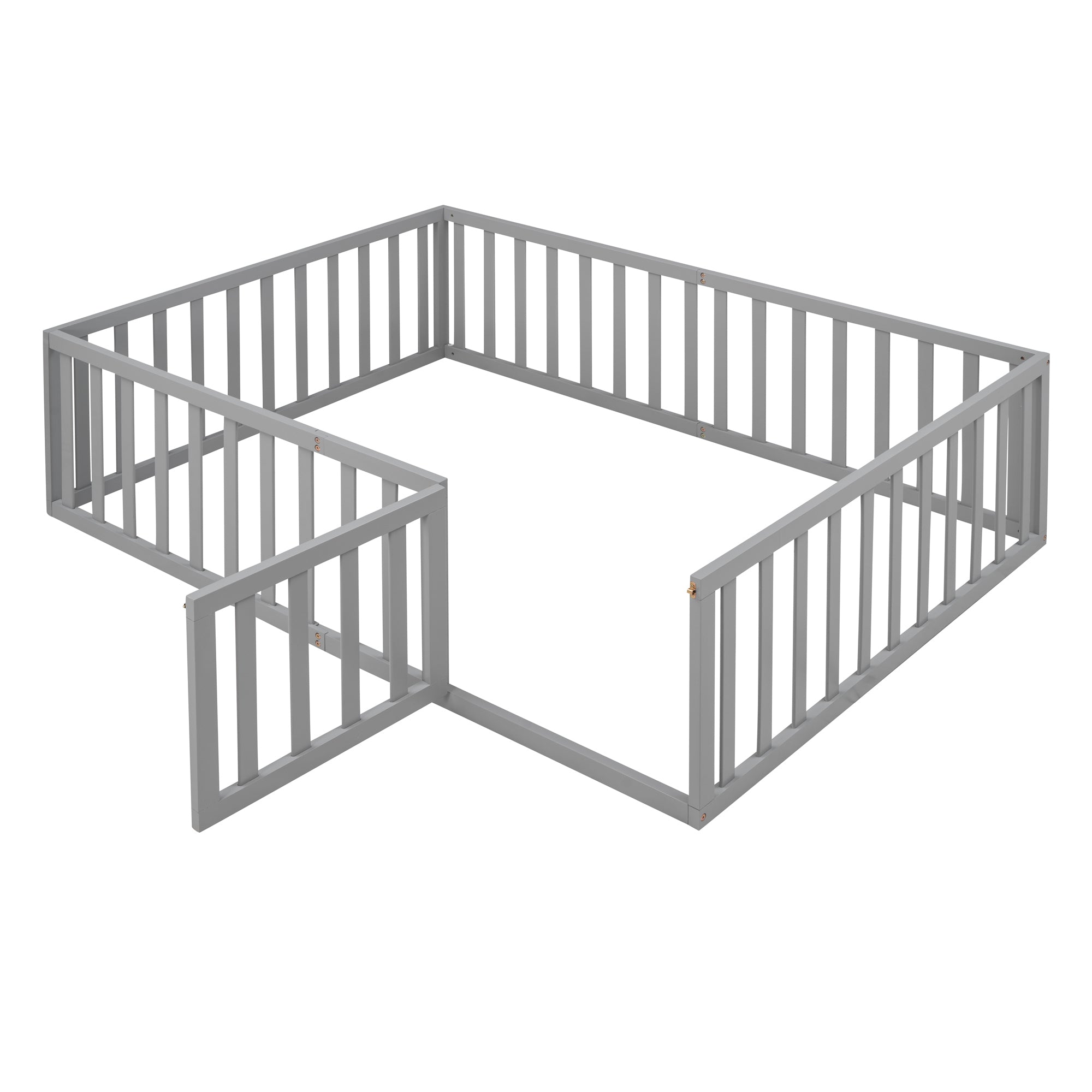 Full Size Wood Daybed Frame with Fence, Gray(OLD SKU:WF289662AAE)