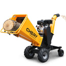 6'' 420Cc 15Hp Pull Start Gas Powered 4 - Wheels Chipper Shredder Mulcher With Towbar / Stop Bar - Yellow
