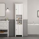 Wooden Bathroom Floor Storage Cabinet With 2 Doors And 6 Shelves - White