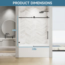 Frameless Single Sliding Shower Door With Soft Close, 5 / 16" Clear Nano Coated Tempered Glass, 60" X 60" - Matte Black