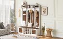 5 In 1 Entryway Bench With Coat Rack, 7 Sturdy Hooks, 2 Spacious Drawers And Adjustable Shelves