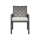 5 Piece Patio Dining Table Set, Acacia Wood Table Top With Umbrella Hole