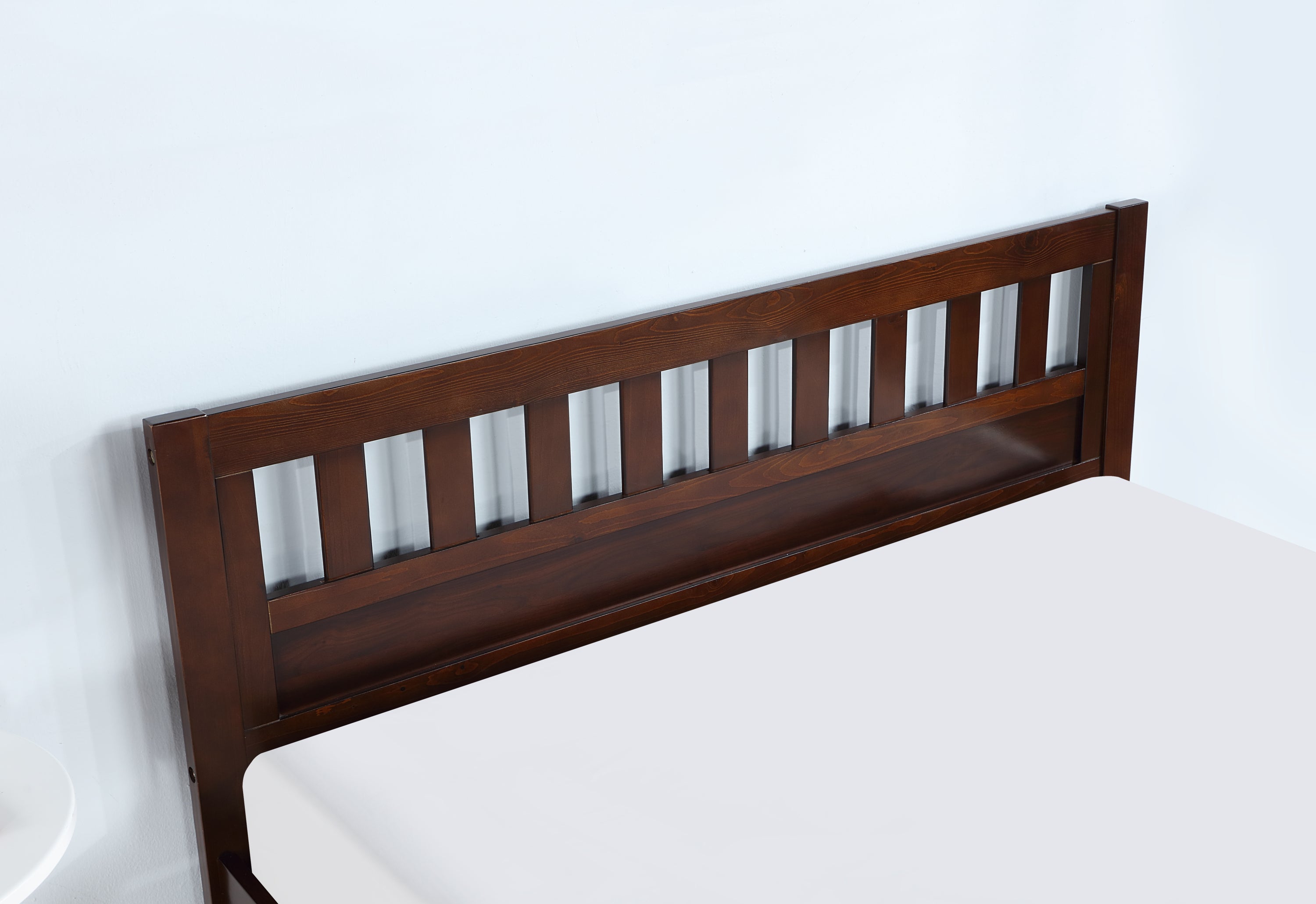 Full Size Bed, Wood Platform Bed Frame with Headboard For Kids, Slatted, Dark Walnut - Atlantic Fine Furniture Melbourne FL