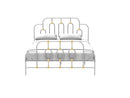 Ola Metal Bed, White with Gold Details, Full