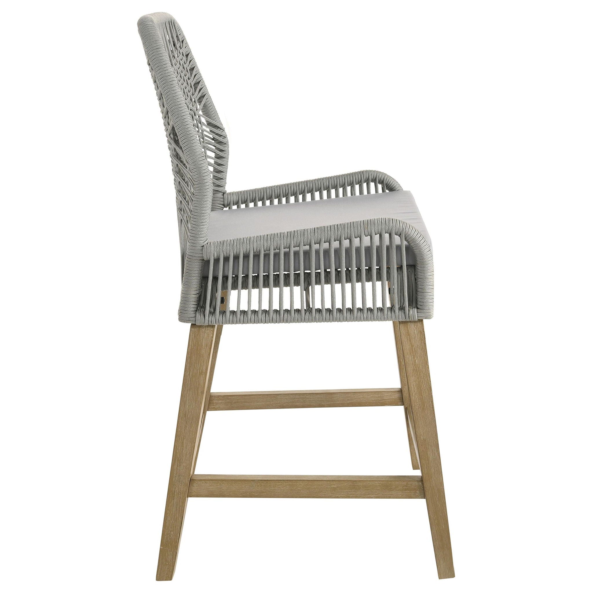 Nakia Woven Rope Counter Chair with Cushion Grey (Set of 2)
