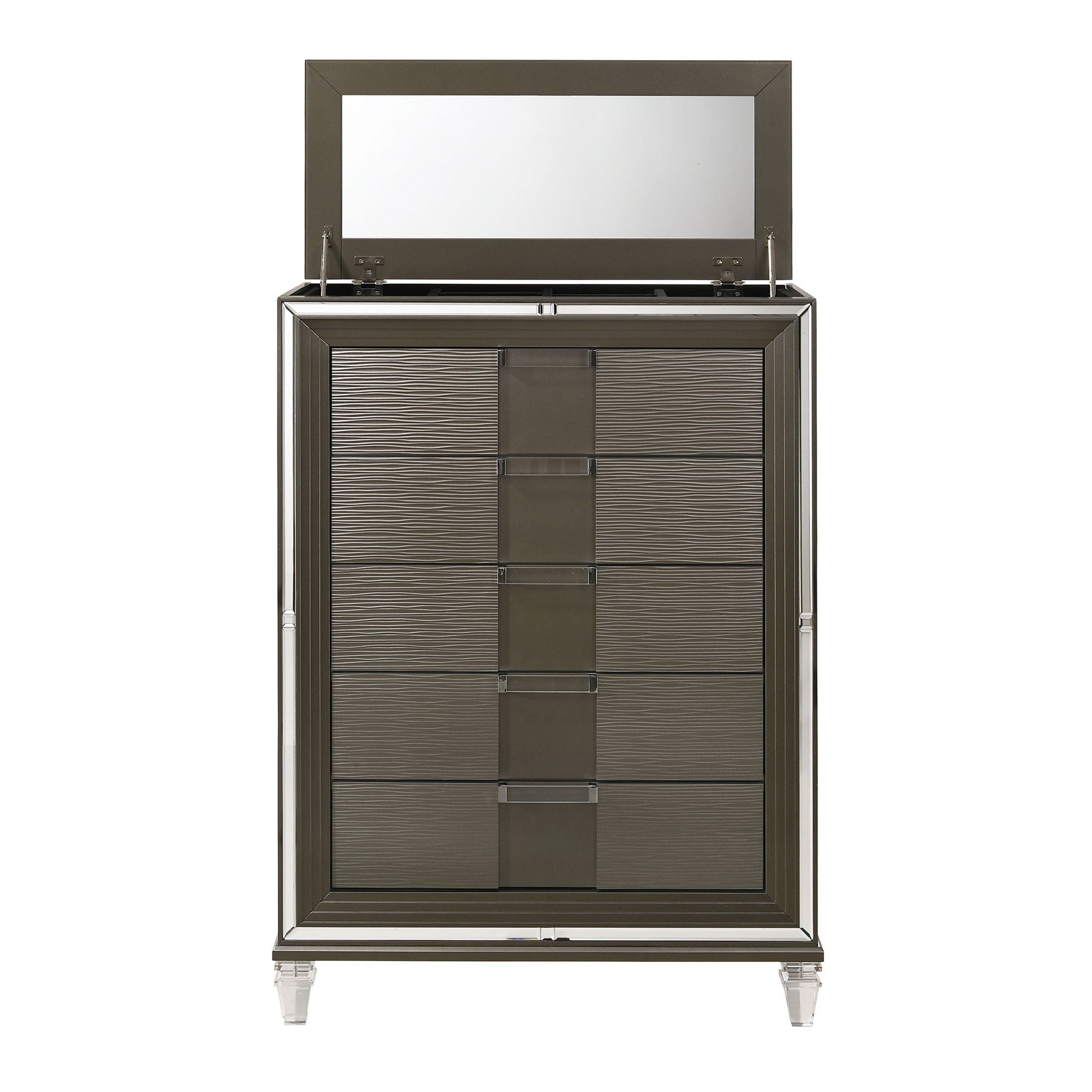 Twenty Nine 5-Drawer Flip-Top Chest in Dark Gray by Elements International, view 16