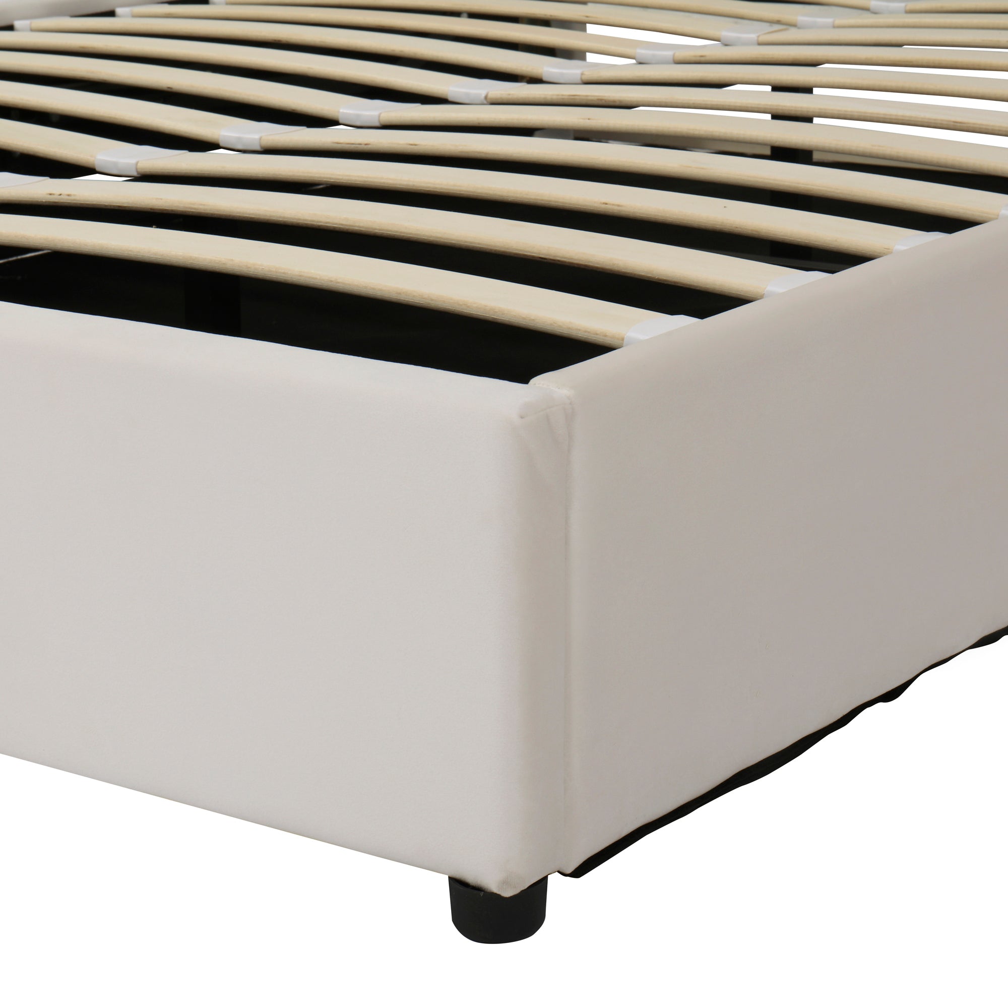 Queen Size Upholstered Bed with LED Light and Integrated Bluetooth Audio System, Modern Platform Bed with Hydraulic Storage System and USB Port, Velvet , Beige - Atlantic Fine Furniture Melbourne FL