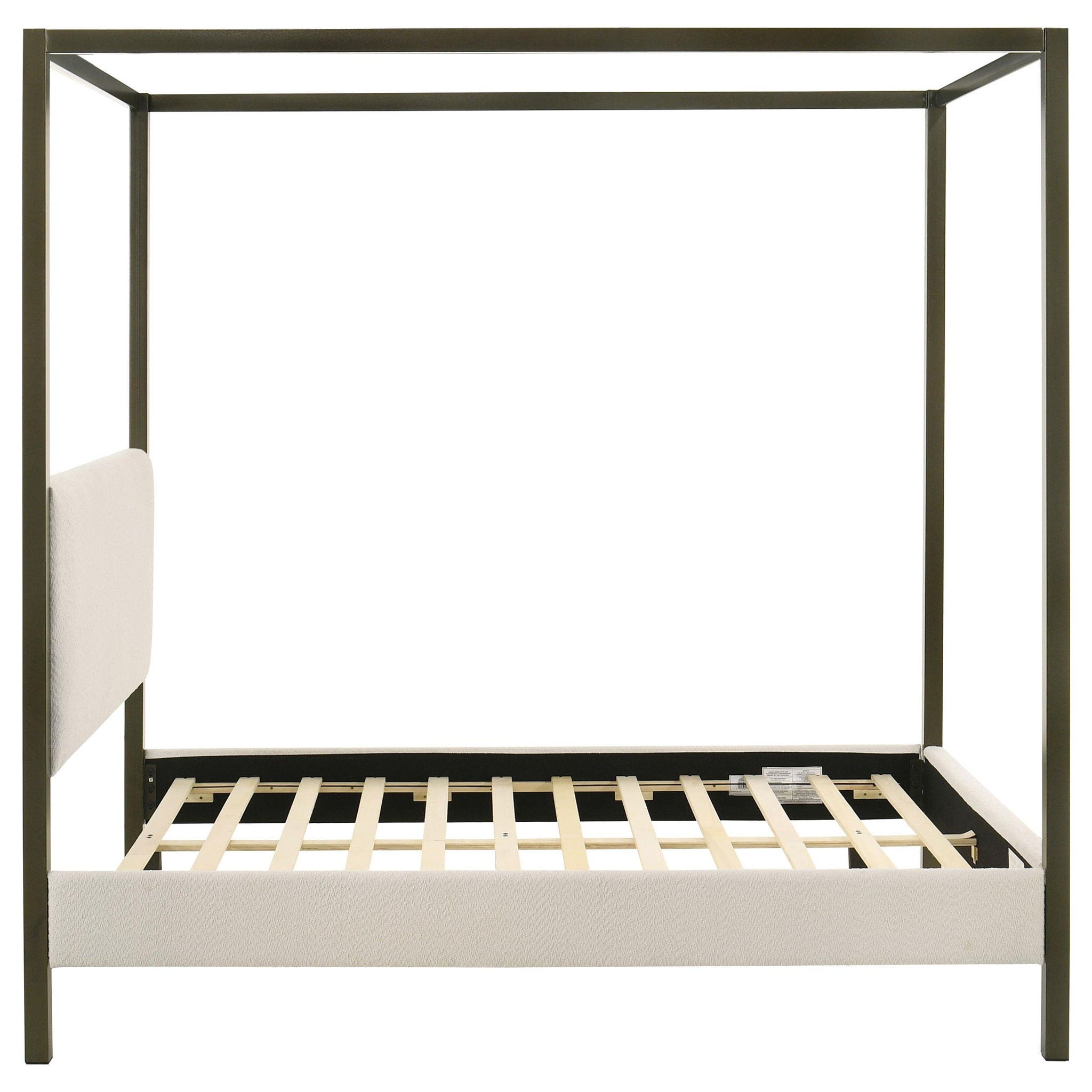 Monroe Upholstered Queen Canopy Bed Vanilla