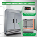 54" Commercial Freezer 49 Cu.Ft With 2 Solid Door Reach-In Freezers Stainless Steel Etl Approved Upright Freeze Storage - Silver