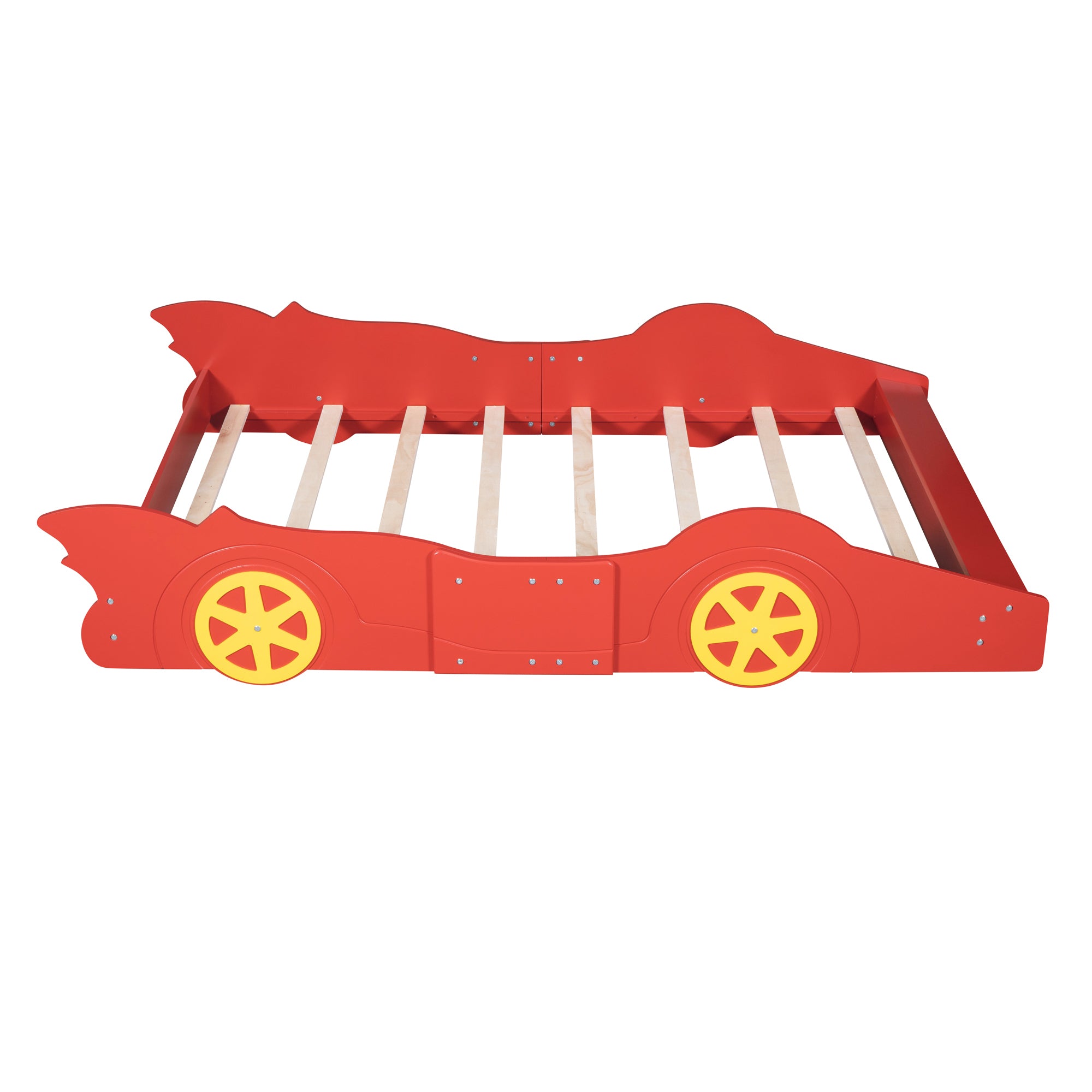Full Size Race Car-Shaped Platform Bed with Wheels,Red - Atlantic Fine Furniture Melbourne FL