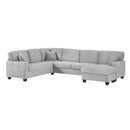 Upholstered U-Shaped Sectional Sofa With Movable Ottoman And Side Storage Pockets
