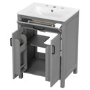 Bathroom Vanity With Ceramic Sink, Soft Close Doors, Flip Drawer, Double Layer Door Shelves