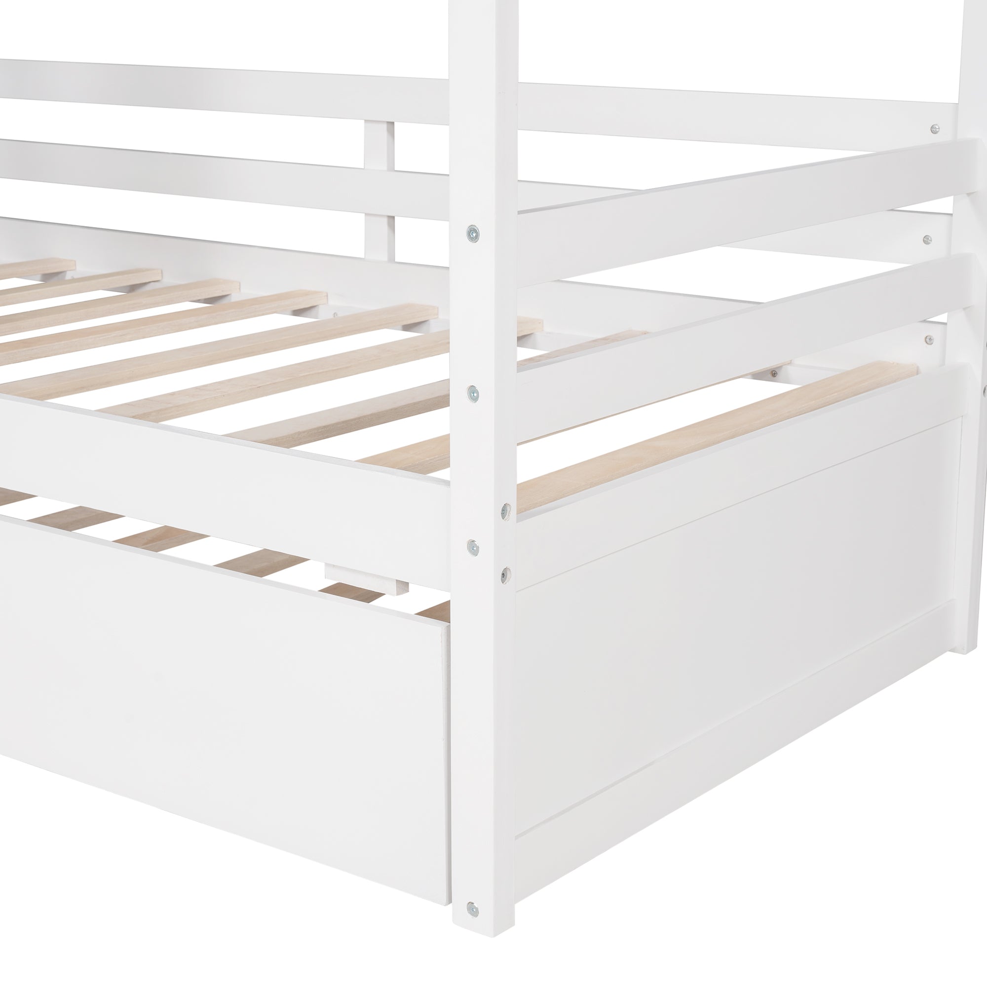 Twin Size House Bed Wood Bed with Twin Size Trundle ( White ) - Atlantic Fine Furniture Melbourne FL