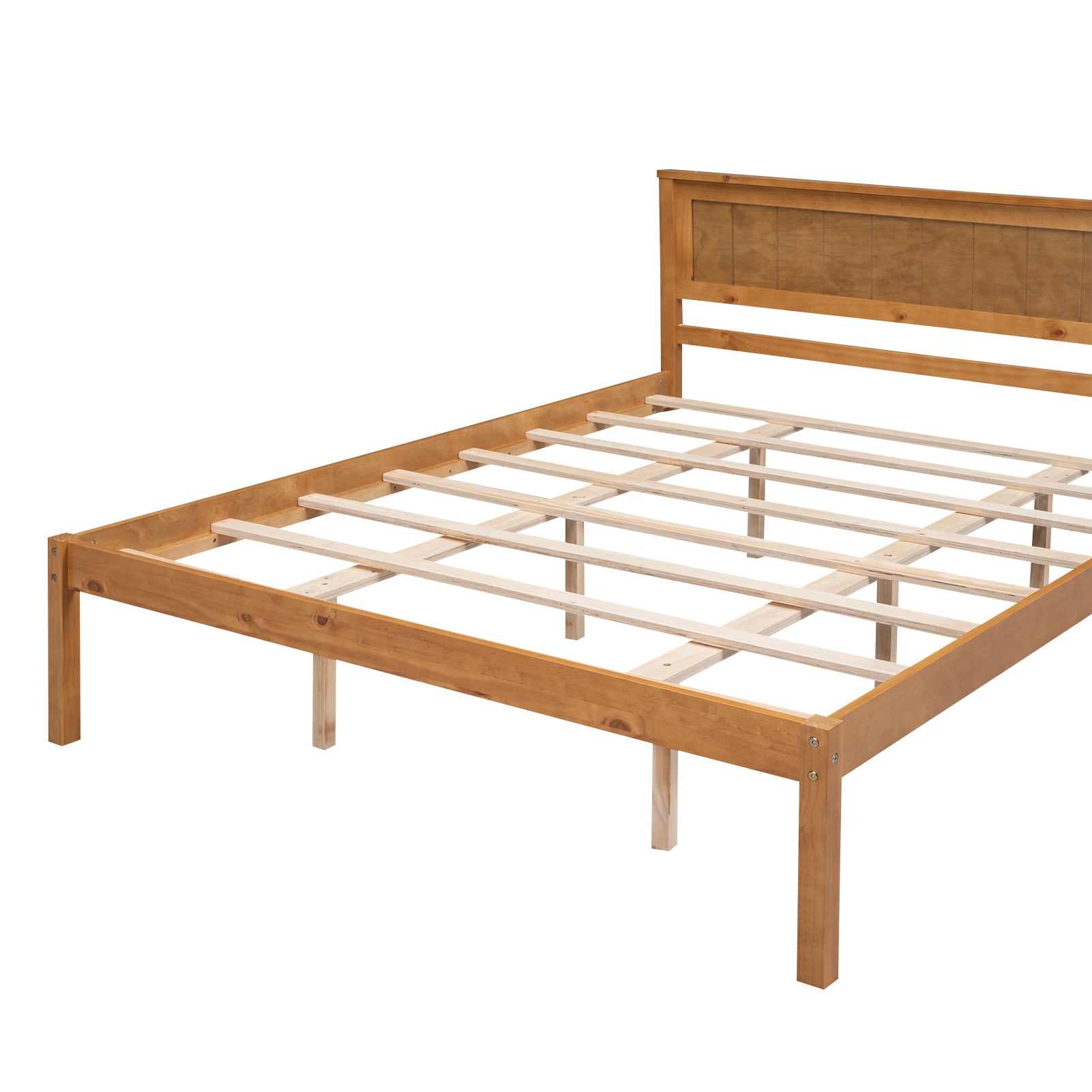 Platform Bed Frame with Headboard, Wood Slat Support, No Box Spring Needed, Queen, Oak - Atlantic Fine Furniture Melbourne FL