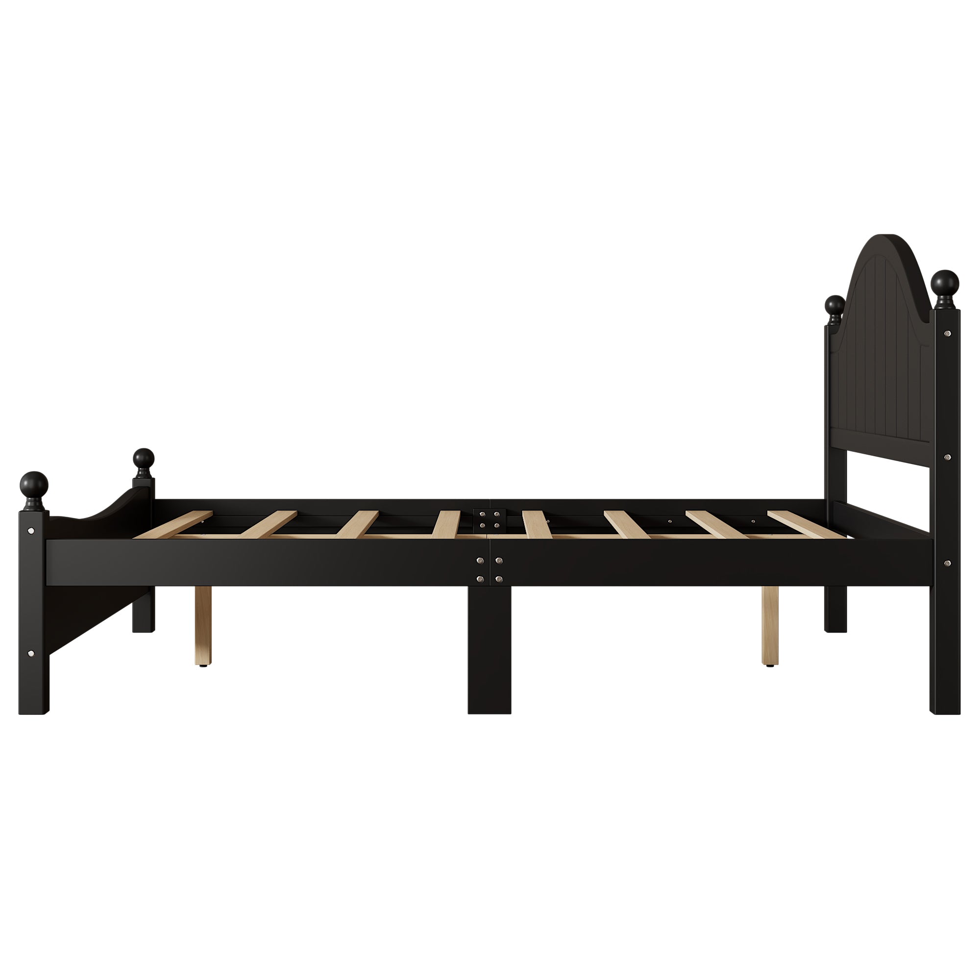 Traditional Concise Style Black Solid Wood Platform Bed, No Need Box Spring, Full - Atlantic Fine Furniture Melbourne FL