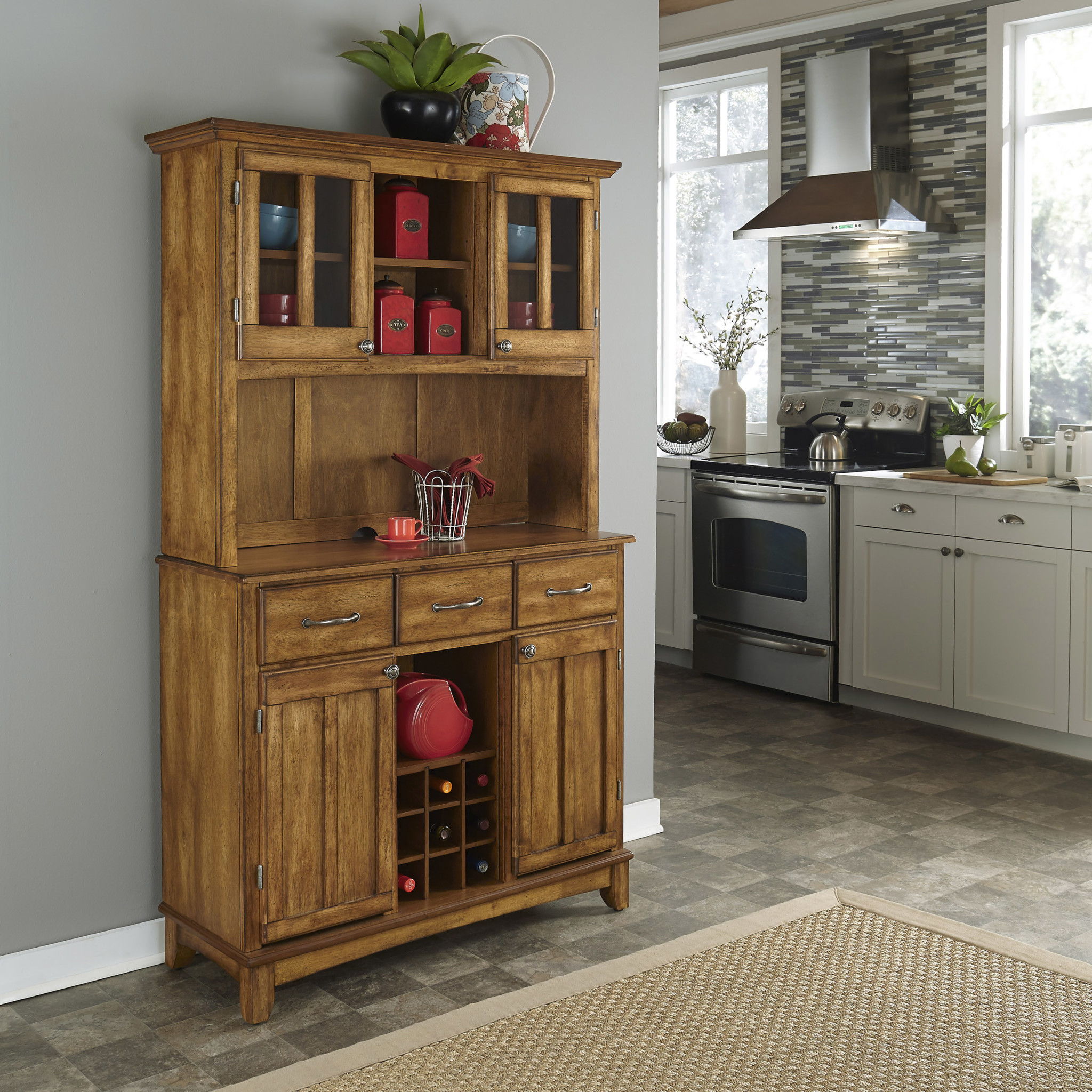 Buffet Of Buffets - Buffet With Hutch Cottage Oak Wood Top