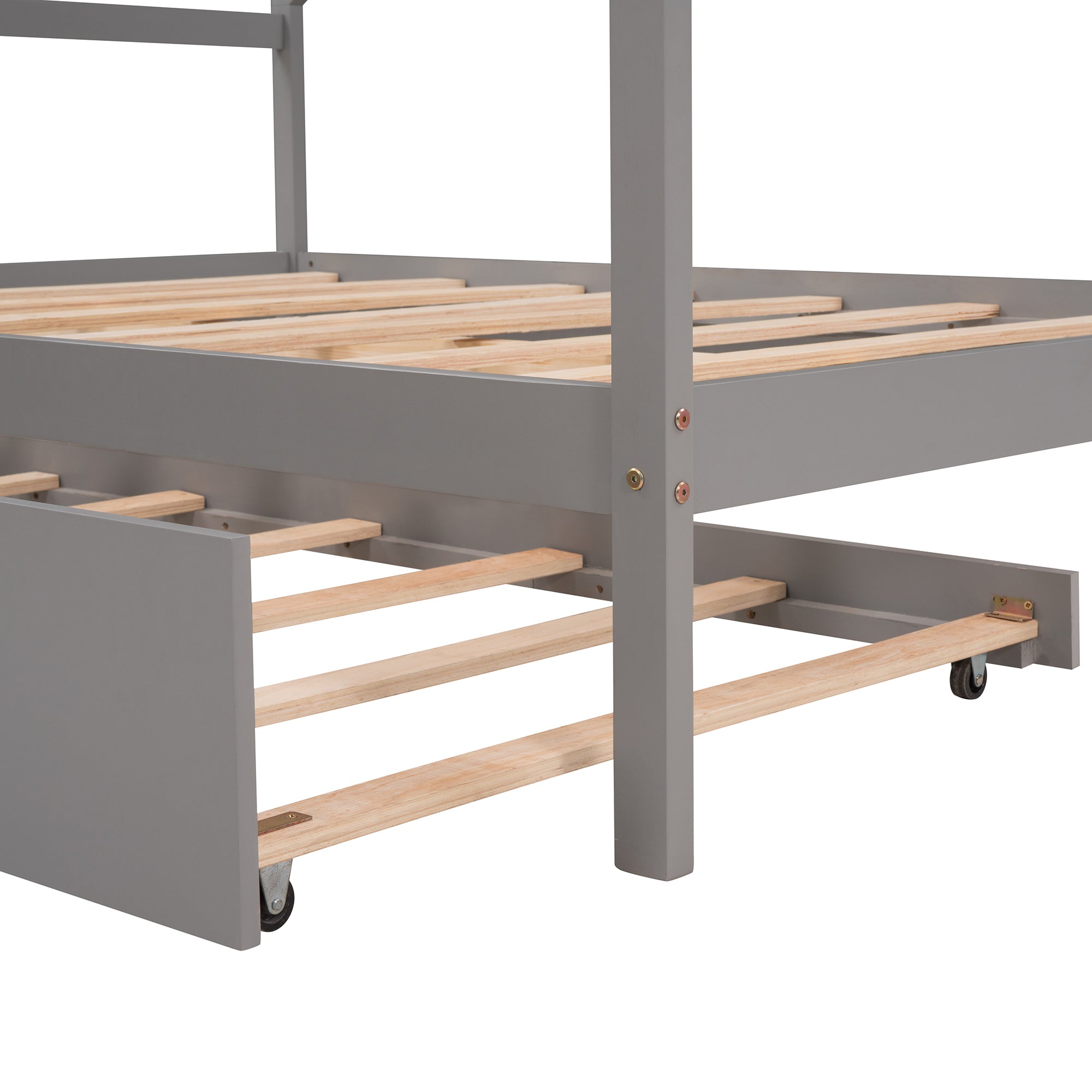 Full Size Wooden House Bed With Twin Size Trundle, GRAY - Atlantic Fine Furniture Melbourne FL
