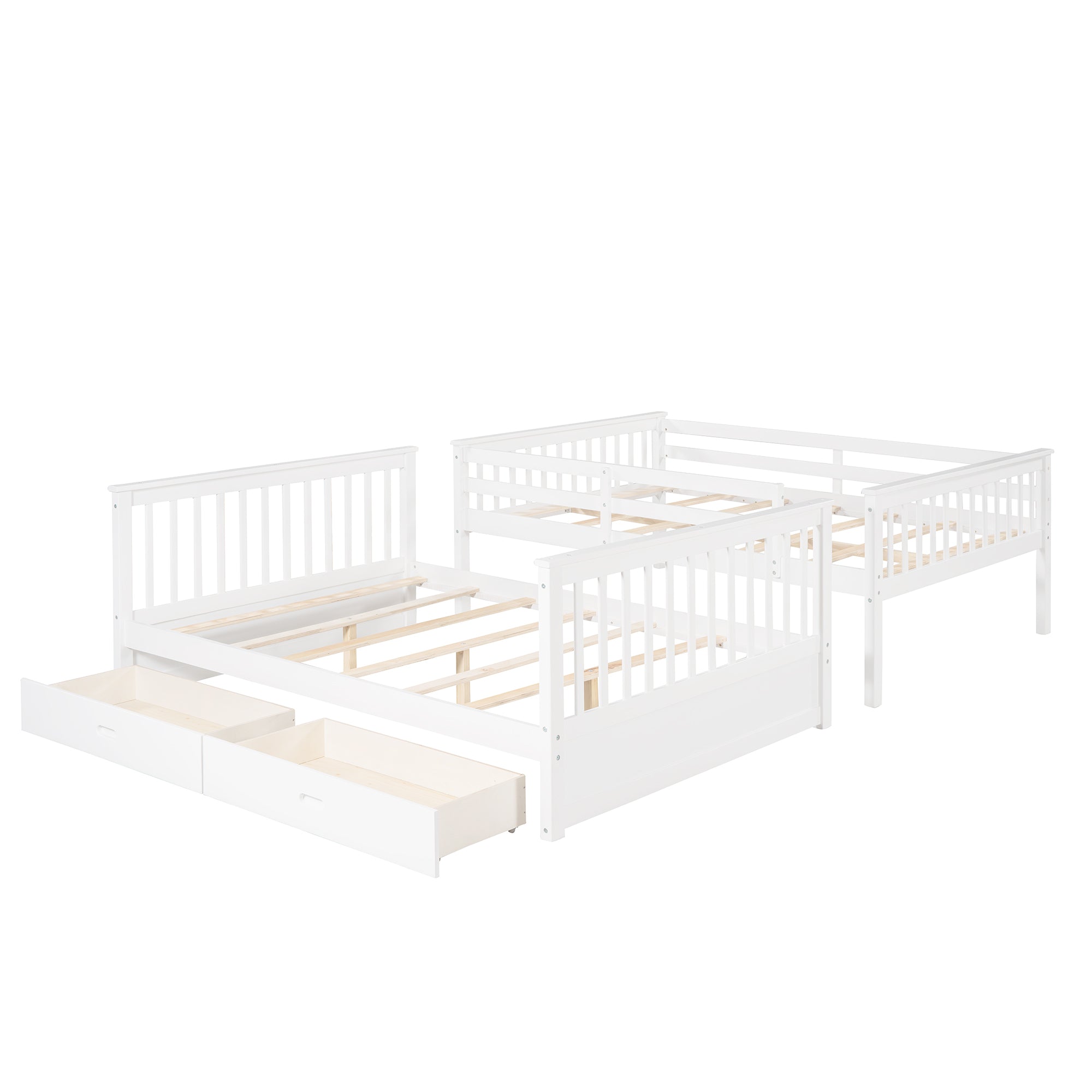 Full-Over-Full Bunk Bed with Ladders and Two Storage Drawers (White)(OLD SKU:LT000365AAK) - Atlantic Fine Furniture Melbourne FL
