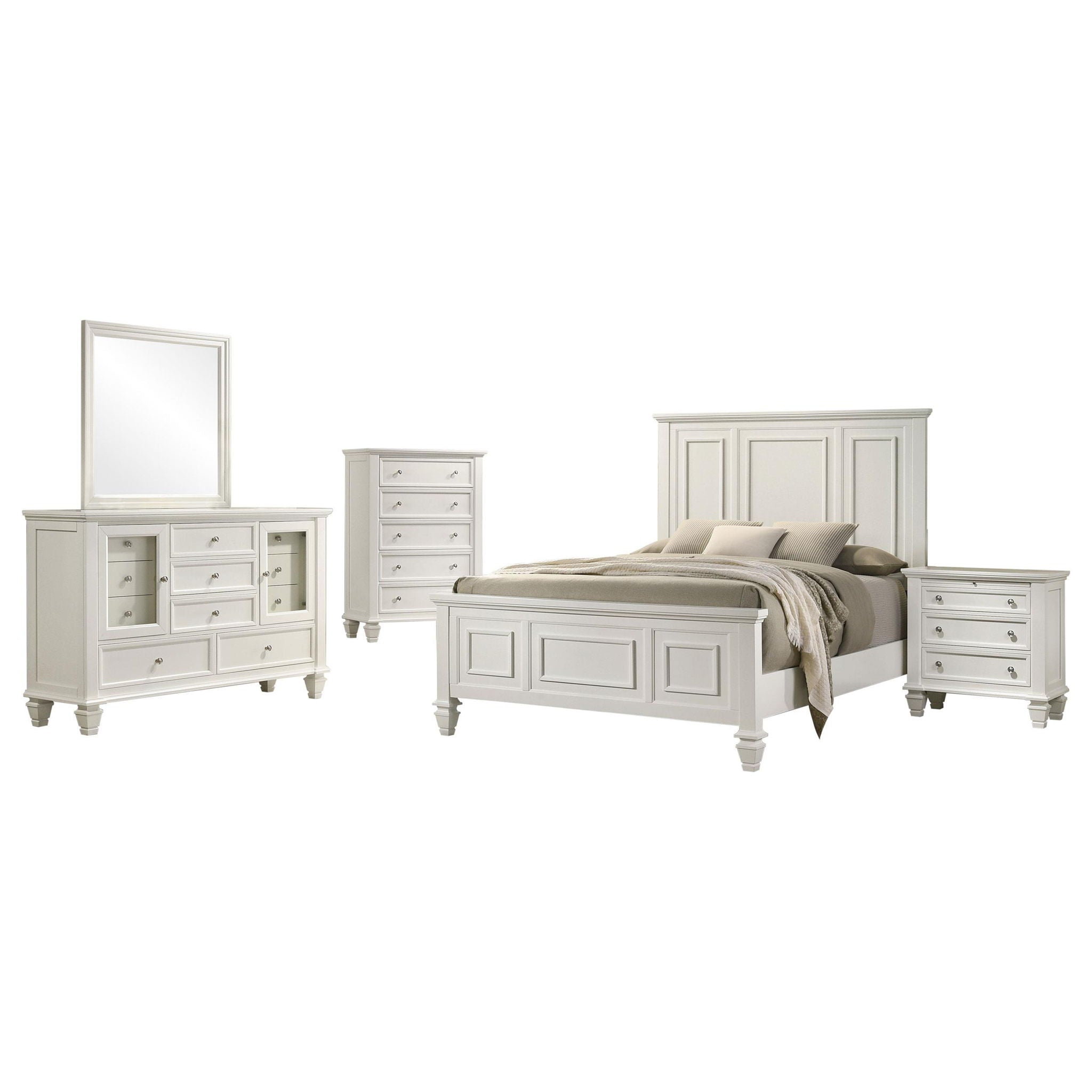 Sandy Beach 5-piece California King Bedroom Set Cream White