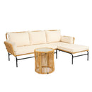 3 Pieces Outdoor Patio Wicker Furniture Sets Table And Chairs With Thick Cushion Outdoor Sofa Set Wicker And Cushion - Natural Yellow / Creme