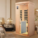 Low Emf Front Door With Heating Panel 1 People Hemlock Far Infrared Indoor Sauna Room - Natural