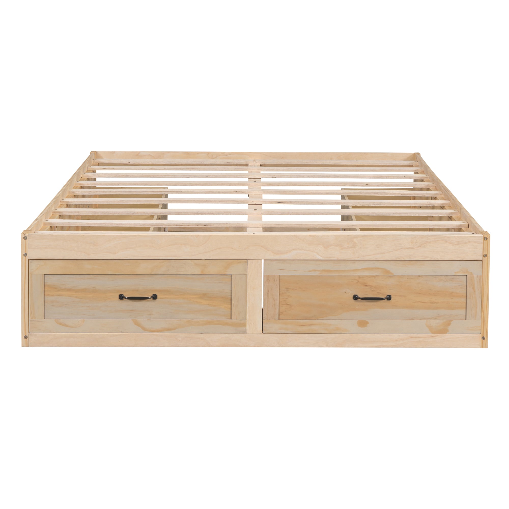 Queen Size Platform Bed with 6 Storage Drawers,Antique Natural - Atlantic Fine Furniture Melbourne FL