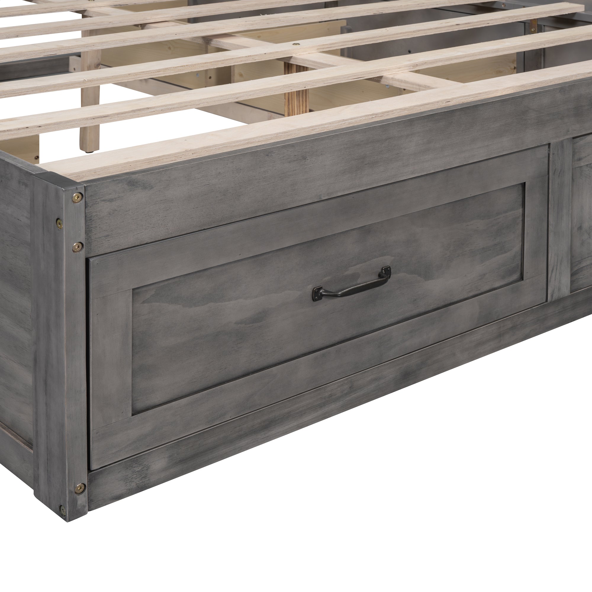 Queen Size Platform Bed with 6 Storage Drawers,Antique Gray - Atlantic Fine Furniture Melbourne FL