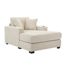 Oversized Chaise Lounger Modern Style Sofa Couch, With Pillows, Charge Station & Cup Holders