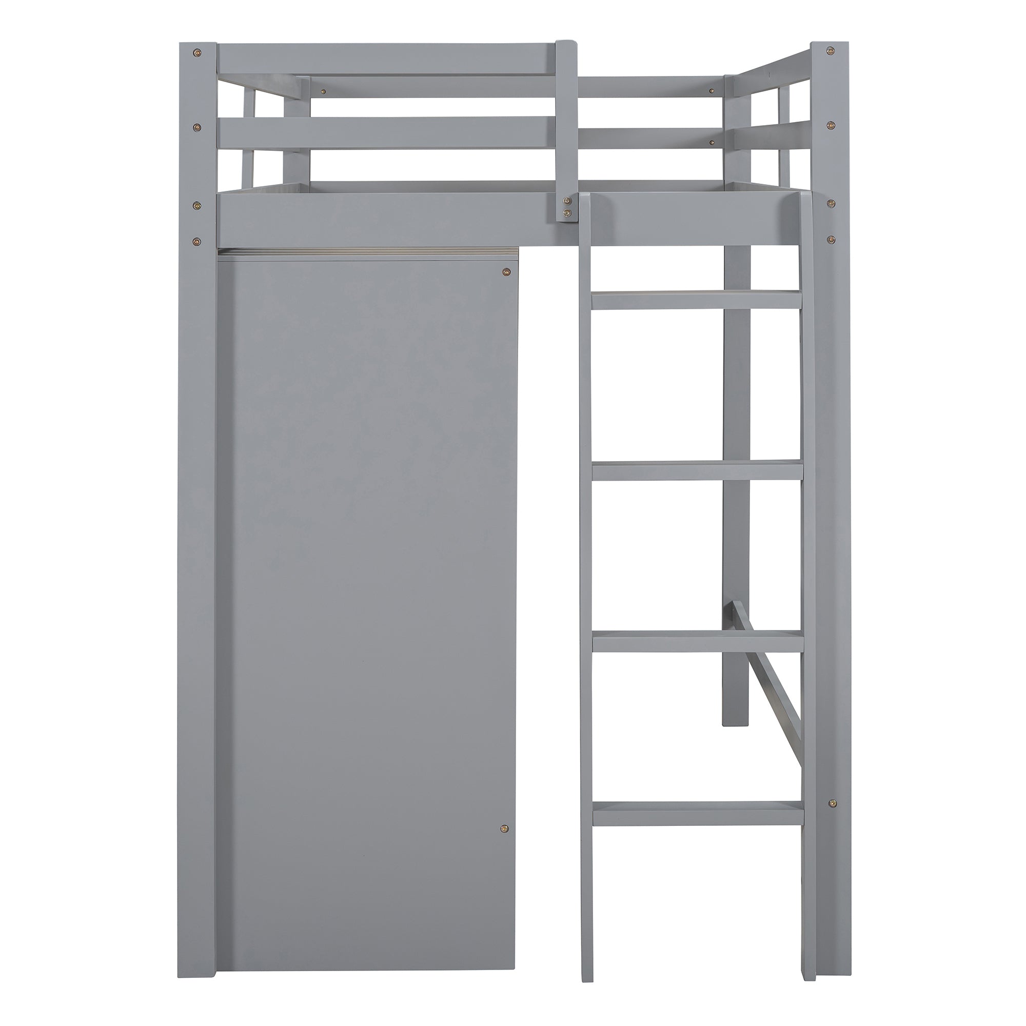 Twin size Loft Bed with Drawer, Two Wardrobes and Mirror, Gray - Atlantic Fine Furniture Melbourne FL
