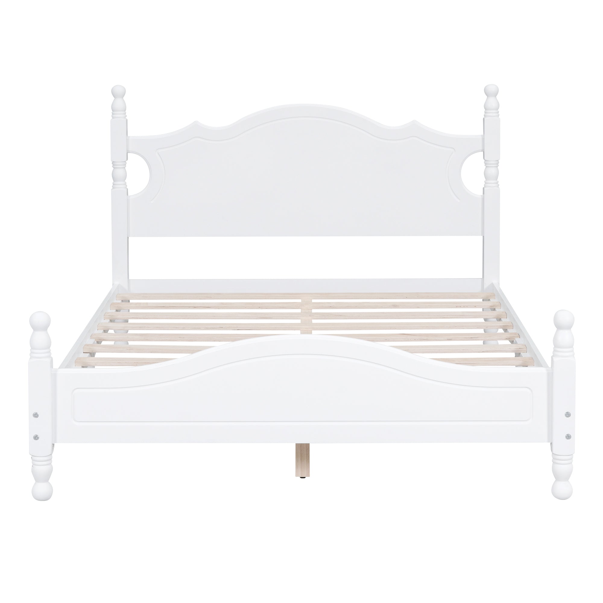 Full Size Wood Platform Bed Frame,Retro Style Platform Bed with Wooden Slat Support,White - Atlantic Fine Furniture Melbourne FL