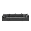 Modern Modular Sectional Oversized 4 Seat Couch Set & 4 Pillows, Minimalist Style Wide Seat Comfy Sofa - Gray