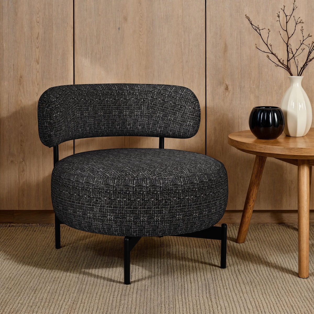 Antonia Swivel Chair in Heron Black by Elements International, view 5