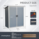 Outdoor Storage Shed Waterproof Resin Cabinet With Lockable Doors For Bikes And Patio Furniture - Gray