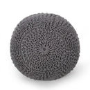 Hazel - Modern Knitted Cotton Yarn Round Pouf With Eco Friendly Pet Fibers - Dark Gray