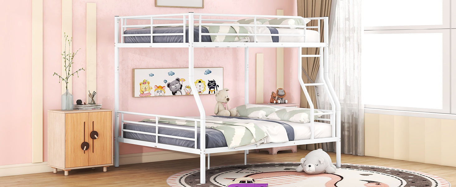 Full XL Over Queen Metal Bunk Bed, White - Atlantic Fine Furniture Melbourne FL