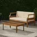 Aston - 2 Piece Wood Outdoor Patio Conversation Seating Set With Cushions