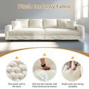 Plush Corduroy 4 Seat Sofa With Soft Pillows And Movable Ottoman